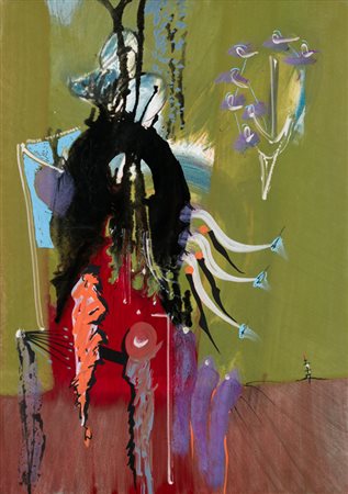 SERGIO DANGELO (1932)La tendaTecnica mista su telacm 70x50Firma e titolo al...