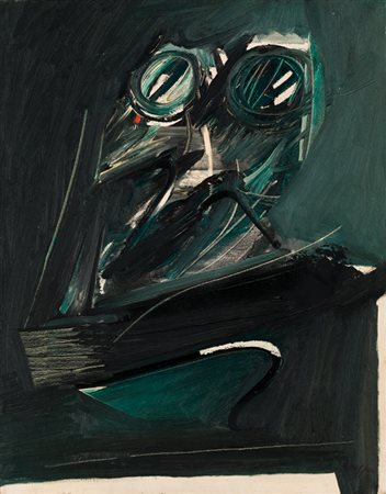 PIERO RUGGERI (1930-2009)Figura verdeOlio su telacm 45x35Firma al...