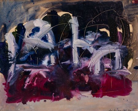 ALFREDO CHIGHINE (1914-1974)Senza TitoloTecnica mista su masonitecm...