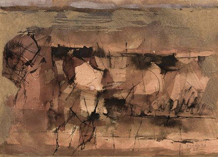 ENZO BRUNORI (1924-1993)Terra bruna, 1969Tecnica mista su cartoncinocm...