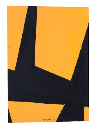 RENATO SPAGNOLI (1928)Senza Titolo, 1963Tempera su cartacm 29x21Firma e...