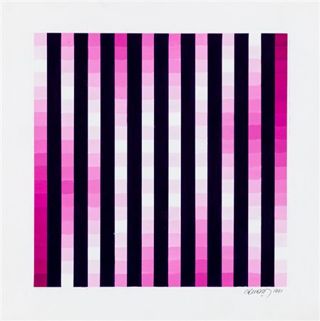 HUGO DEMARCO (1932-1995)Cromia rosa, 1991Acrilici su cartoncinocm 25x25Firma...