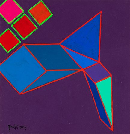 ACHILLE PERILLI (1927)Flop, 2003Tecnica mista su telacm 20x20Firma e...