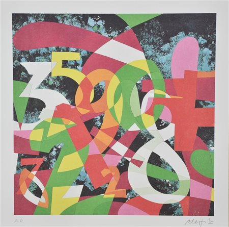 Ugo Nespolo Senza titolo litografia su carta, cm 48x48 esemplare prova...