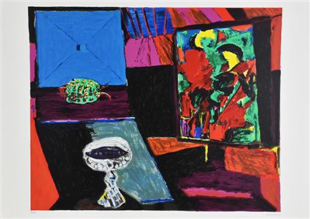 Bruno Cassinari SENZA TITOLO litografia su carta, cm 50x70 esemplare P.A. sul...