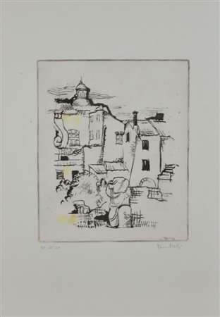 Orfeo Tamburi RUDERI ROMANI acquaforte su carta, cm 49x36 (lastra cm...