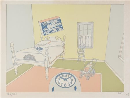 Luca Alinari INTERNO serigrafia su carta, foglio cm 50x60 sul fronte: firmato...