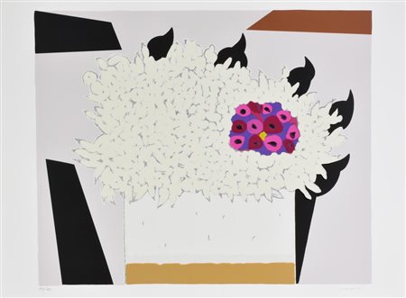 Concetto Pozzati VASO CON FIORI serigrafia su carta, cm 50x70 esemplare 120...