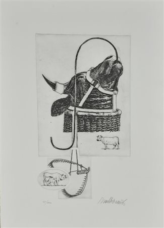 Valeriano Trubbiani SENZA TITOLO incisione su carta, cm 50x35 (lastra cm...