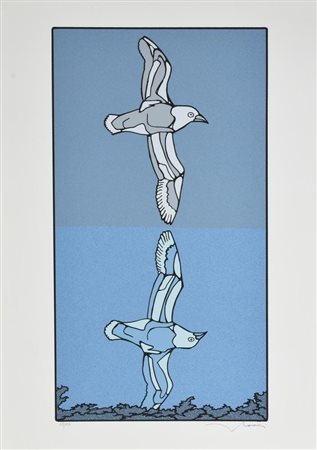 Francesco Casorati GABBIANO serigrafia su carta, cm 70x50 esemplare 11 su 125...