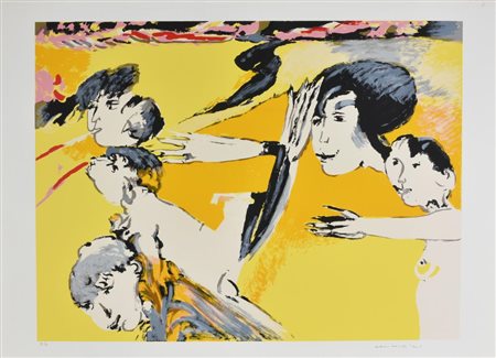 Remo Brindisi SENZA TITOLO litografia su carta, cm 50x70 esemplare P.A. sul...