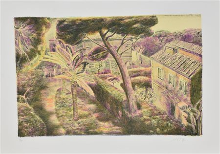 Mario Madiai VEDUTA SICILIANA litografia, foglio cm 50x70 firmato e numerato...