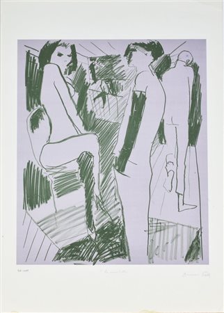 Bruno Paoli LA MODELLA litografia, cm 70x50; es. 96/100 firmato, titolato e...