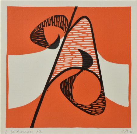 Luigi Veronesi COMPOSIZIONE serigrafia, cm 13,5x13,5; es. 2/20 firmato,...