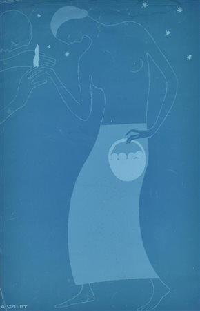 Adolfo Wild FIGURA serigrafia su carta, cm 60x40 firmato e numerato esemplare...