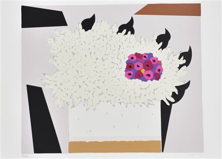 Concetto Pozzati Vaso con Fiori serigrafia su carta, cm 50x70 esemplare 123...