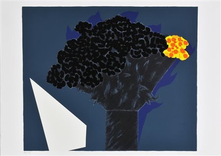 Concetto Pozzati VASO CON FIORI serigrafia su carta, cm 50x70 esemplare 144...