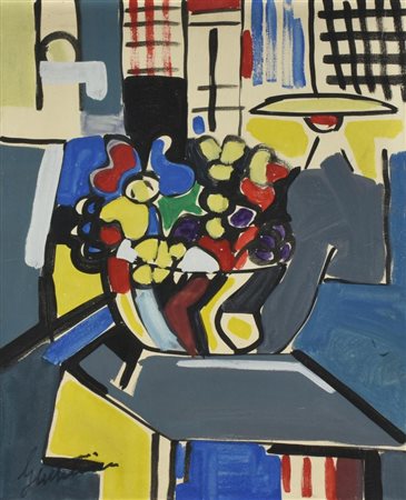 Aldo Gentilini NATURA MORTA olio su tela, cm 60x50 sul fronte: firmato sul...