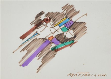 Umberti Mastroianni SENZA TITOLO pennarelli su carta, cm 15x20 sul fronte:...