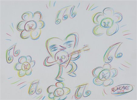 Plumcake SENZA TITOLO pastelli su carta, cm 24x33 sul fronte: firmato e...