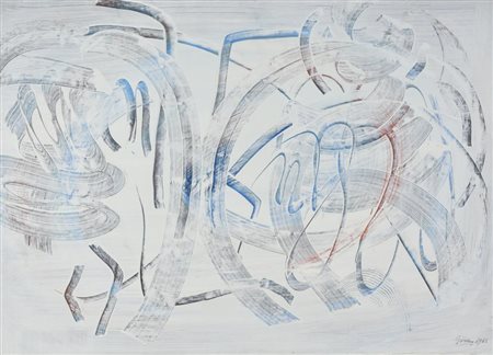 Edoardo Giordano SENZA TITOLO tecnica mista su carta, cm 49x68 sul fronte:...