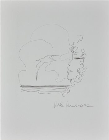 Milo Manara Volto femminile china su carta, cm 28x22 firmato