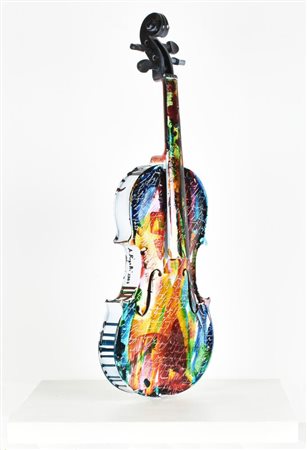 Alfredo Rapetti Mogol VIOLINO tecnica mista su violino, cm 59x21 firmato a lato