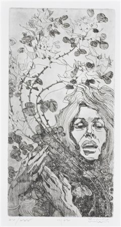 Enrico Villani SON TORNATE A FIORIRE LE ROSE incisione su carta, cm 40x34...
