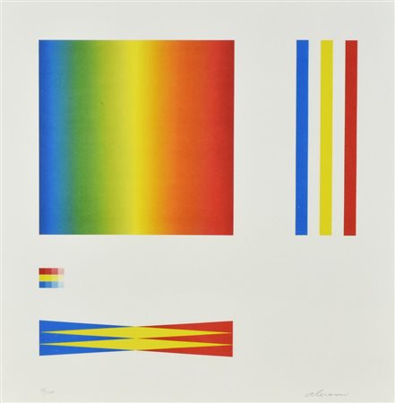 Getulio Alviani COMPOSIZIONE serigrafia su carta, foglio cm 32x32 sul fronte:...