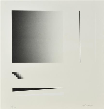 Getulio Alviani COMPOSIZIONE serigrafia su carta, foglio cm 32x32 sul fronte:...