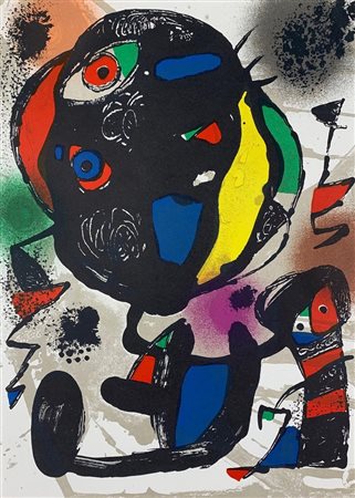 Joan Mirò SENZA TITOLO litografia originale a colori, cm 31x24 eseguita nel...