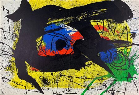 Joan Mirò COMPOSIZIONE litografia originale a colori, cm 38x55,8 Esemplare...