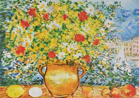 Michele Cascella VASO DI FIORI serigrafia su carta, cm 49,5x69,5 esemplare...