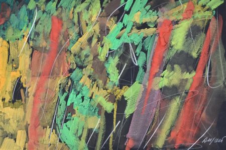 Piero Ruggeri VERDE NEL BOSCO tempera su cartone, cm 33x48 firmato eseguito...