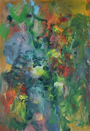 Ernesto Treccani SENZA TITOLO acrilico su tela, cm 50x35 sul retro: firmato...