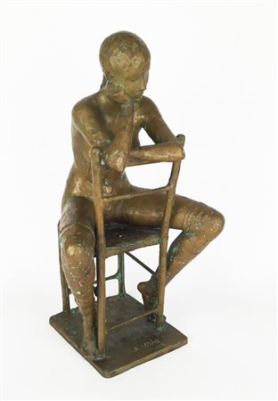 Sergio Unia DANZATRICE SEDUTA scultura in bronzo a cera persa, h cm 42 opera...