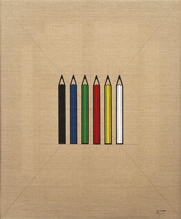 Tino Stefanoni 1937 - 2017 Le matite n.61 C, 1975 Tecnica mista su tela...
