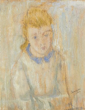 Pio Semeghini 1878 - 1964 Bambina, 1944 Olio su compensato 25.5 x 19.5 cm...