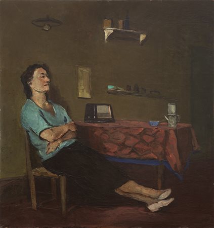 Alberto Ziveri 1908 - 1990 Interno, 1949 Olio su tavola 72 x 68 cm (28.35 x...