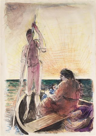 Gabriele Mucchi 1899 - 2002 Levar di sole, 1978 Matita, inchiostro,...