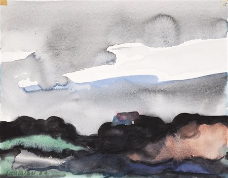 Domenico Cantatore 1906 - 1998 Paesaggio, Anni 60 Acquarello su carta 30 x...