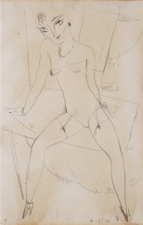 Alberto Manfredi 1930 - 2001 Ragazza seduta, 1990 Matita su carta 34 x 22 cm...