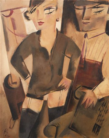 Alberto Manfredi 1930 - 2001 Interno, 1995 Olio su cartone telato 50 x 40 cm...