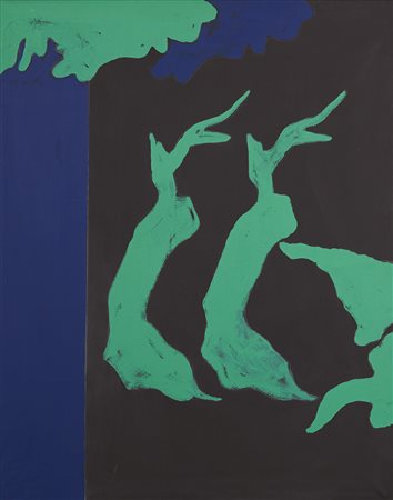 Tano Festa 1938 - 1988 Paesaggio su fondo nero, Novembre 1974 Smalto e...