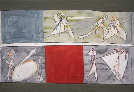 Achille Perilli 1927 Studio, 1961 Tecnica mista su carta intelata 70 x 100 cm...