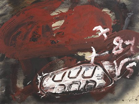 Antoni Tàpies 1923 - 2012 Dents, 1984 Pittura su carta incollata su tela 41.5...
