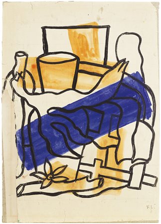 Fernand Léger 1881 - 1955 Nature morte au vase, 1950 circa Gouache su carta...