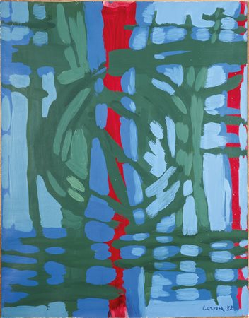 Antonio Corpora 1909 - 2004 Senza titolo, 1972 Tempera su carta intelata 64.5...