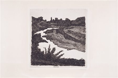 Giorgio Morandi 1890 - 1964 Paesaggio sul Savena, 1929 Acquaforte su rame...