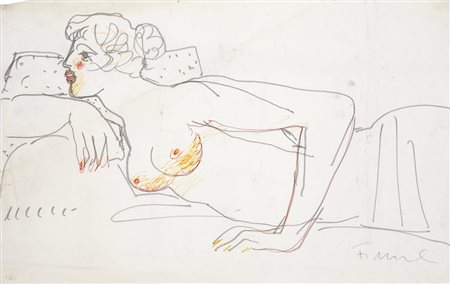 Salvatore Fiume 1915 - 1997 Senza titolo Pennarello su carta 37 x 60 cm...